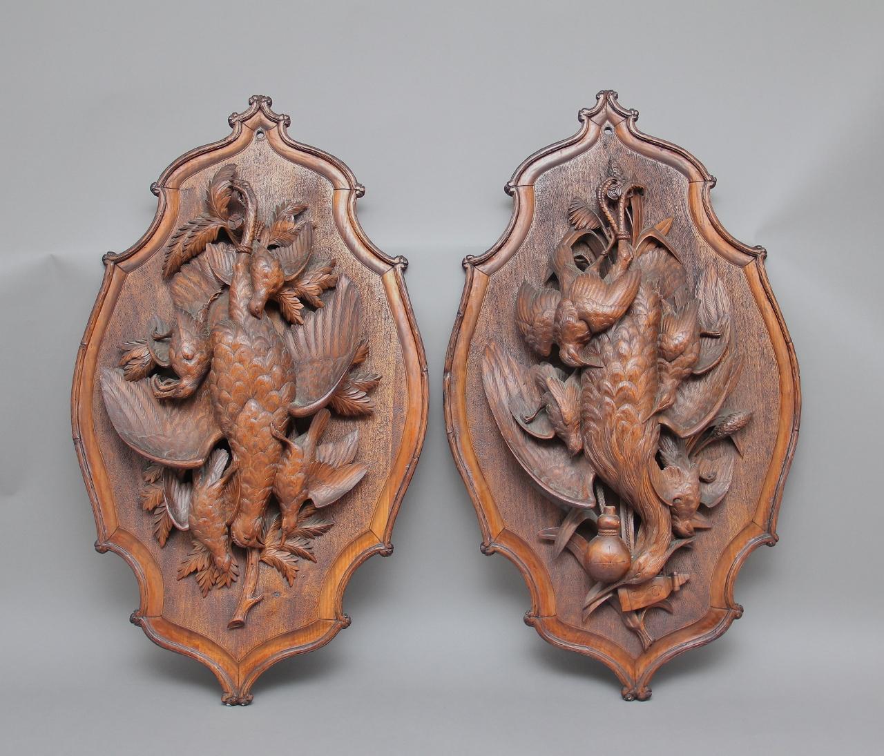 Large Pair of 19th Century Black Forest Plaques (1 of 12) Large Pair of 19th Century Black Forest Plaques (1 of 12)