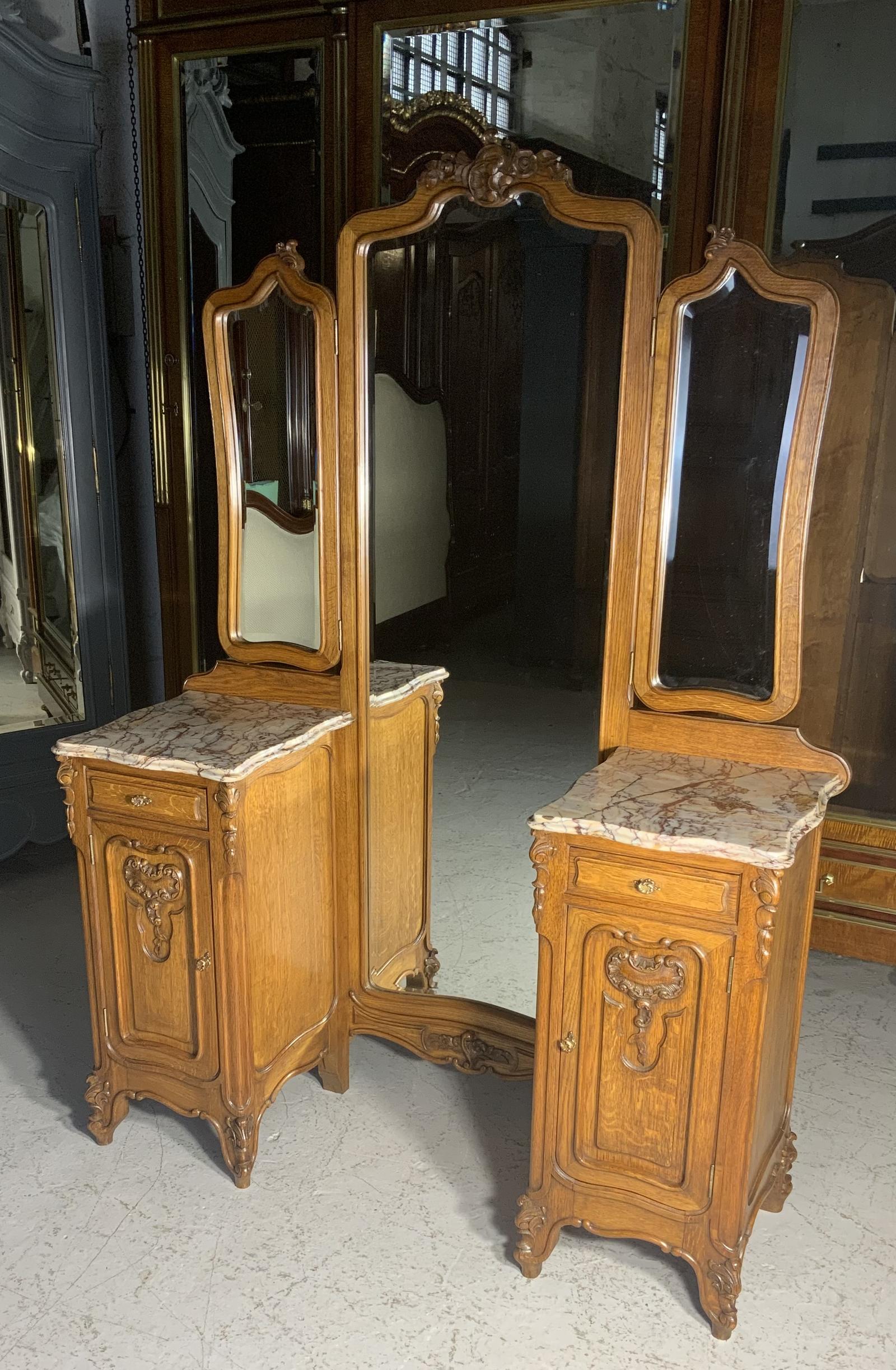 Carved Oak French Dressing Table (1 of 10)