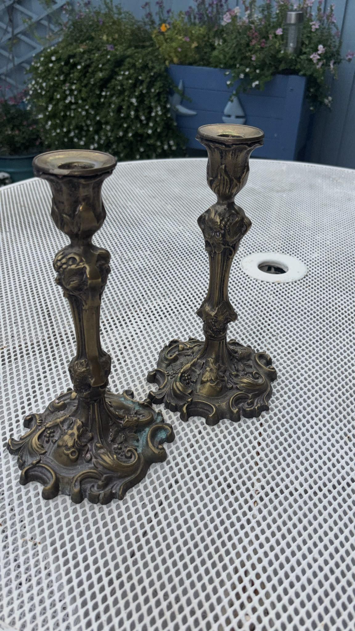 Pair of Vintage French Bronze Candlesticks (1 of 3) Pair of Vintage French Bronze Candlesticks (1 of 3)