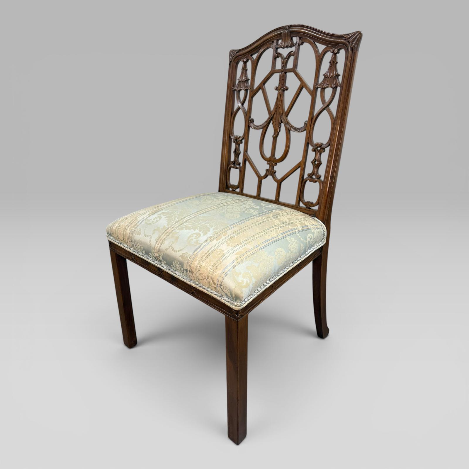 Antique Georgian Walnut Chinese Chippendale-style Side Chair (1 of 8) Antique Georgian Walnut Chinese Chippendale-style Side Chair (1 of 8)