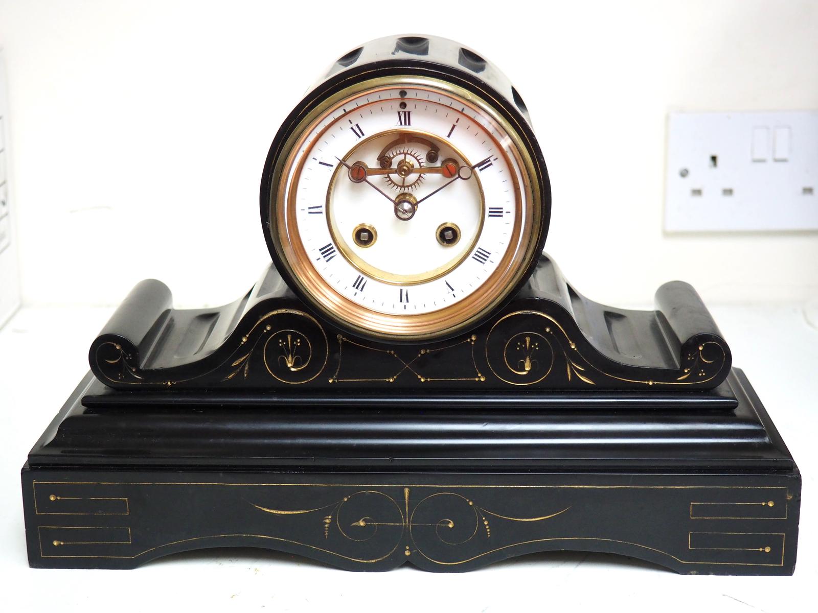 Fine Antique French Slate Drum Head Mantle Clock with Jewelled Pallets c.1870 (1 of 12) Fine Antique French Slate Drum Head Mantle Clock with Jewelled Pallets c.1870 (1 of 12)