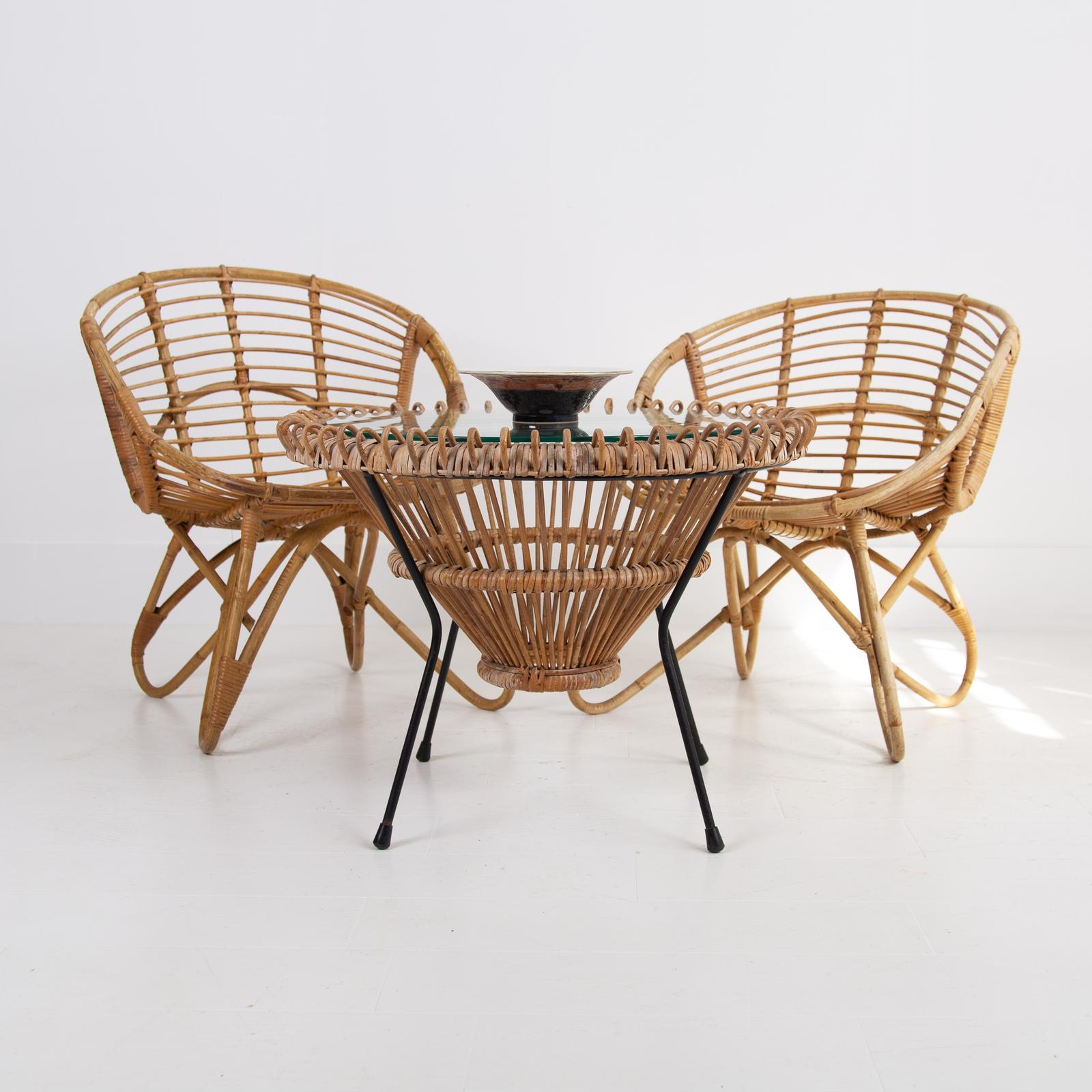 20th Century Vintage Franco Albini Bamboo Table & 2 Chairs (1 of 16) 20th Century Vintage Franco Albini Bamboo Table & 2 Chairs (1 of 16)
