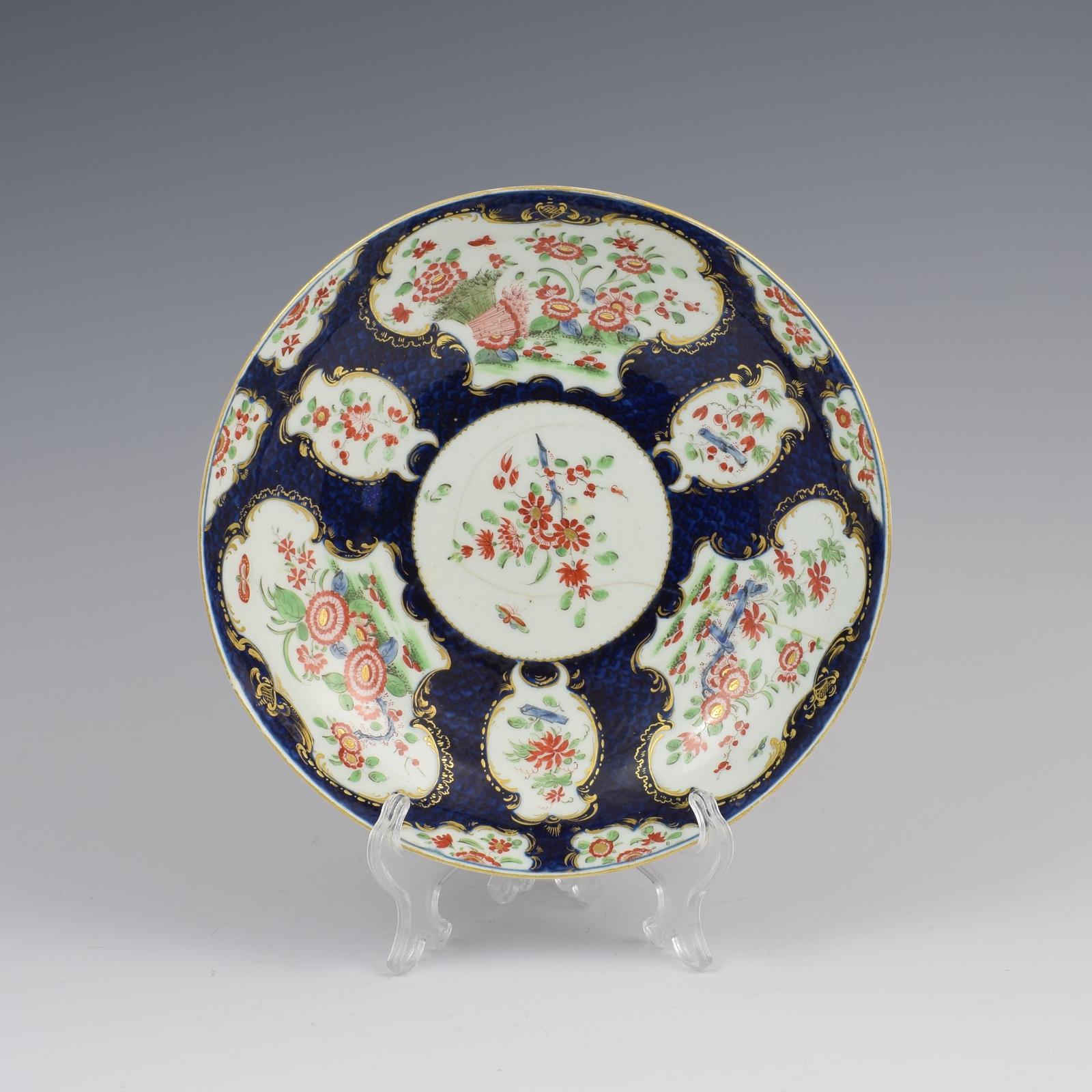 First Period Worcester Porcelain Blue Scale & Kakiemon Wheatsheaf Dish c.1770 (1 of 4)