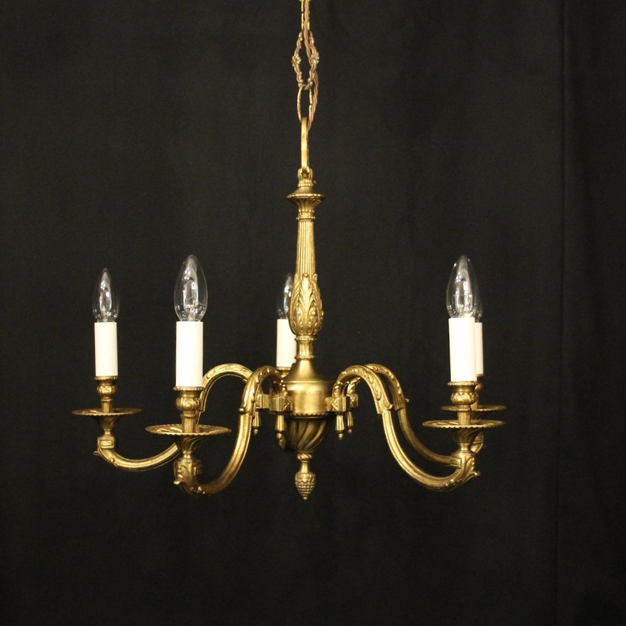 French Gilded Bronze 5 Light Chandelier (1 of 10) French Gilded Bronze 5 Light Chandelier (1 of 10)