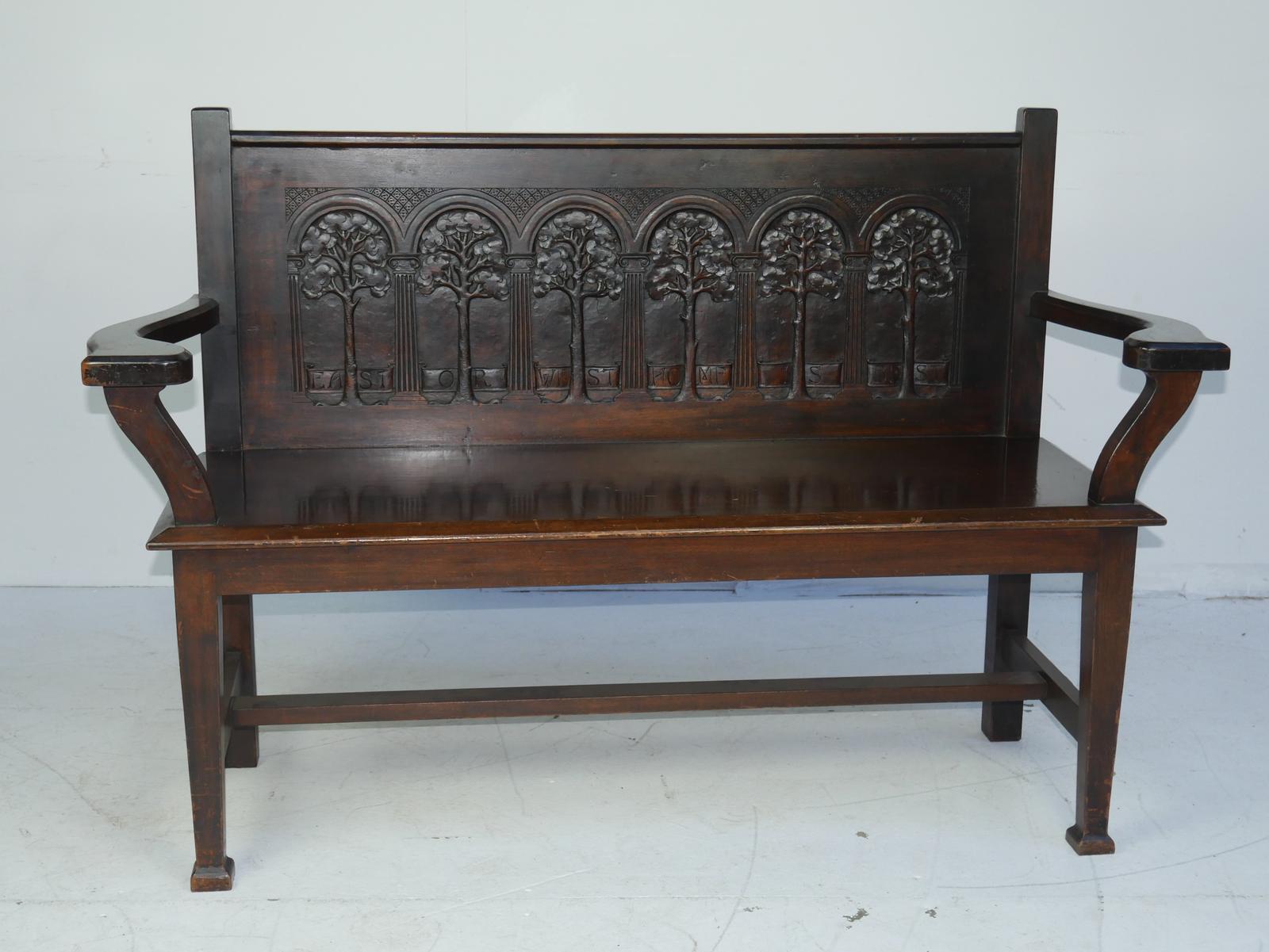 Arts & Crafts Hall Bench Inscribed (1 of 11) Arts & Crafts Hall Bench Inscribed (1 of 11)