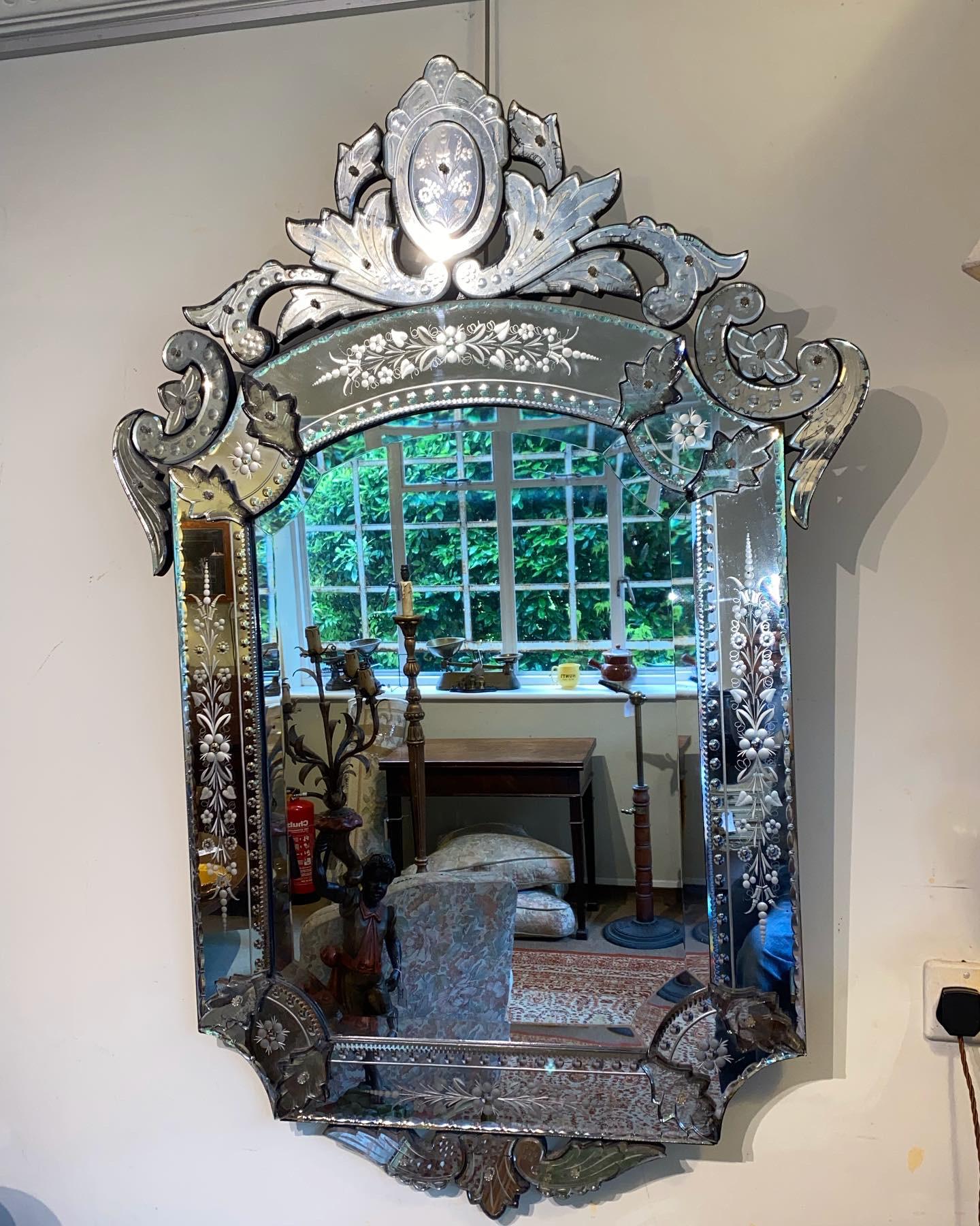 Large Engraved Venetian Mirror (1 of 4) Large Engraved Venetian Mirror (1 of 4)