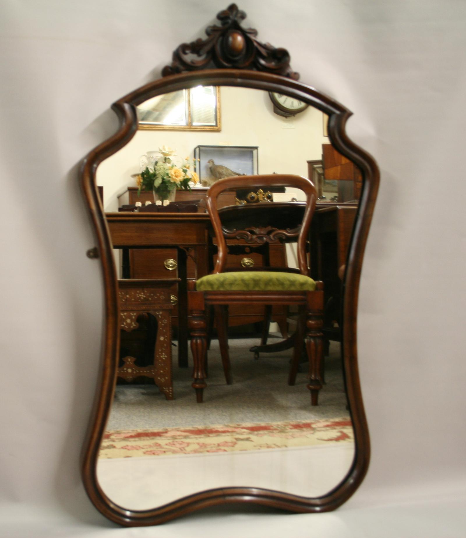 Victorian Shaped Walnut Mirror (1 of 5)