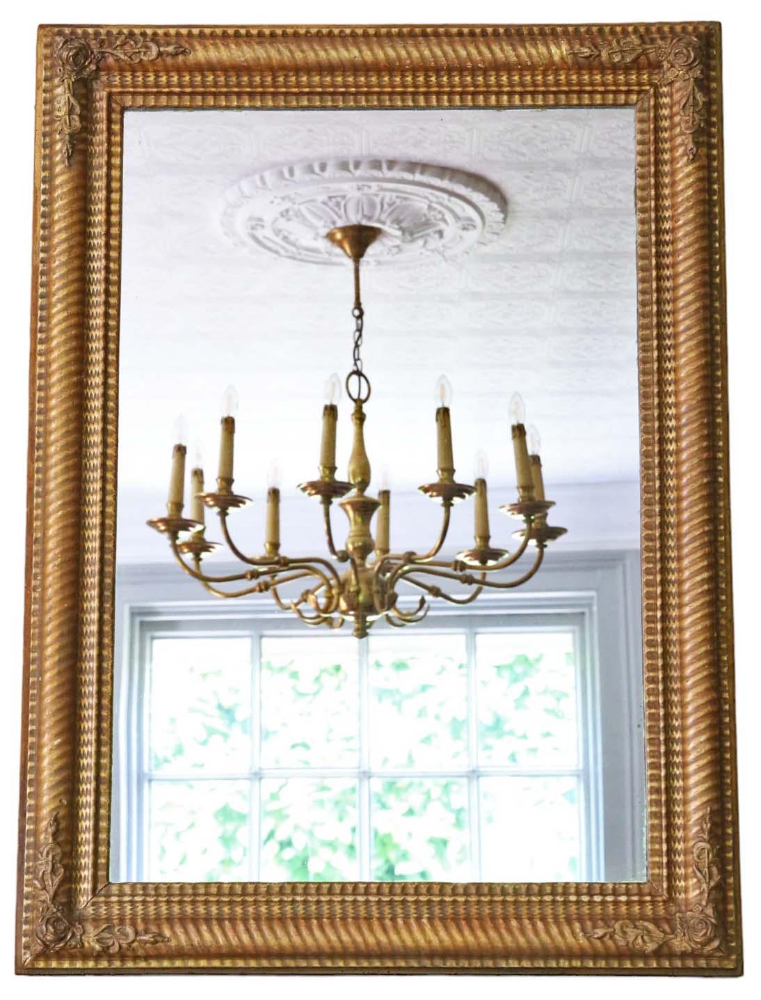 Antique Large Gilt Overmantle Wall Mirror 19th Century – High-Quality Ornate Design (1 of 4)