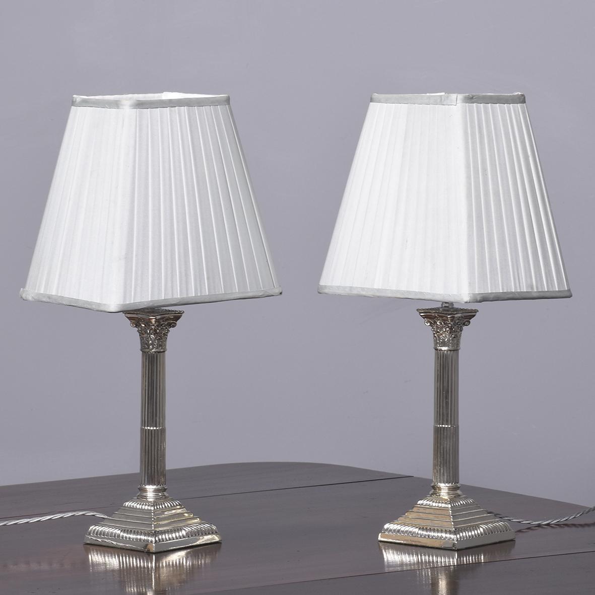 Pair of EPNS Table Lamps (1 of 5)