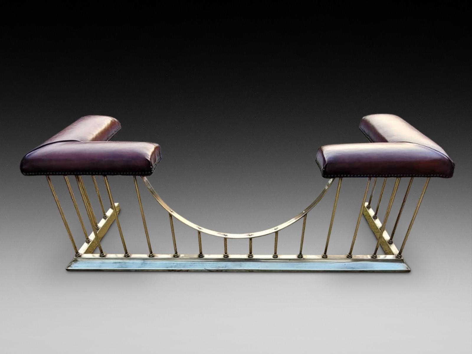 Brass Fender with Leather Seat Pads (1 of 2) Brass Fender with Leather Seat Pads (1 of 2)