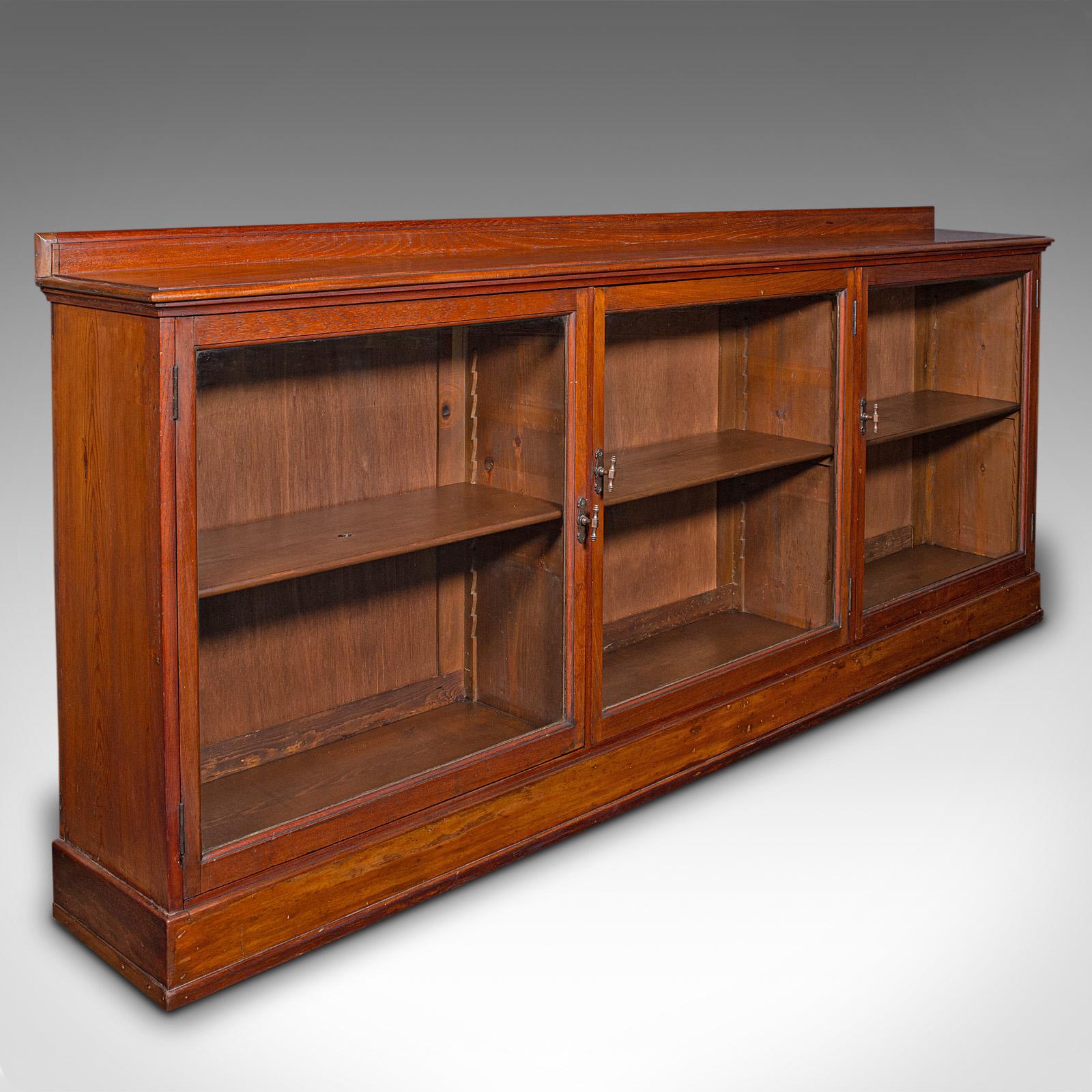 7' Wide Antique Museum Bookcase, Glazed Library Cabinet, Early Victorian, c.1840 (1 of 9)
