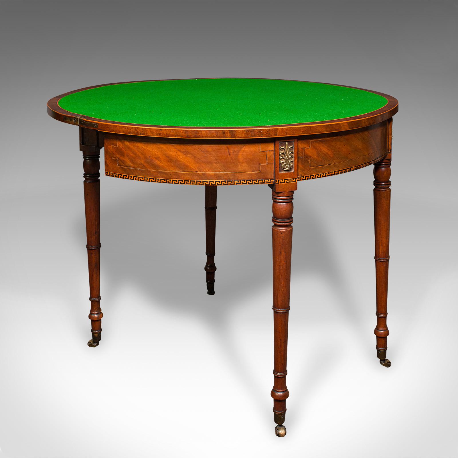Antique Demi Lune Table, English, Walnut, Fold Over, Card, Game, Georgian, 1800 (1 of 12) Antique Demi Lune Table, English, Walnut, Fold Over, Card, Game, Georgian, 1800 (1 of 12)