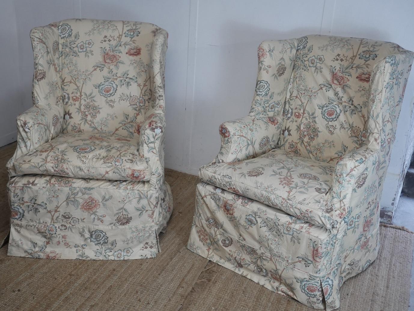 Pair of Wing Armchairs Loose Covers (1 of 11) Pair of Wing Armchairs Loose Covers (1 of 11)
