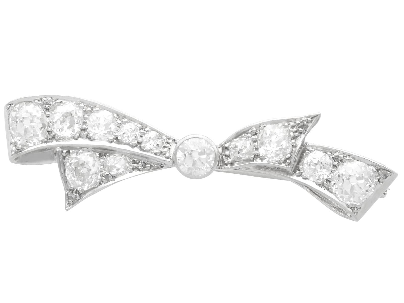 Antique 4.45ct Diamond and Platinum Bow Brooch Circa 1920 (1 of 15)