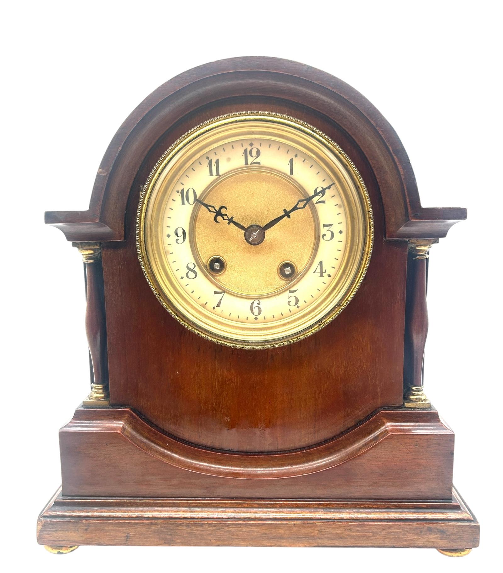 Impressive Solid Mahogany Arch Top Mantel Clock – Brass & Enamel Dial (1 of 11) Impressive Solid Mahogany Arch Top Mantel Clock – Brass & Enamel Dial (1 of 11)