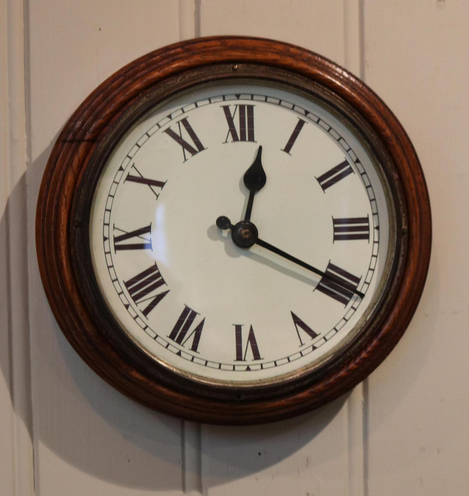 Solid Oak School Wall Clock (1 of 3) Solid Oak School Wall Clock (1 of 3)