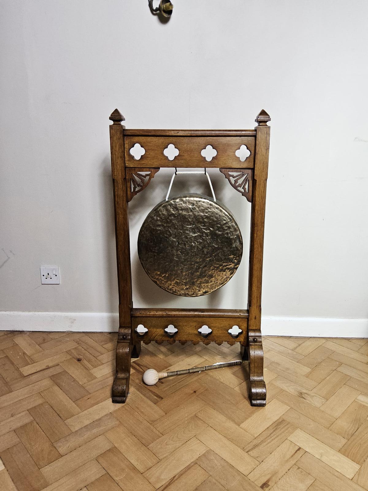 Oak Gothic Revival Dinner Gong (1 of 8)
