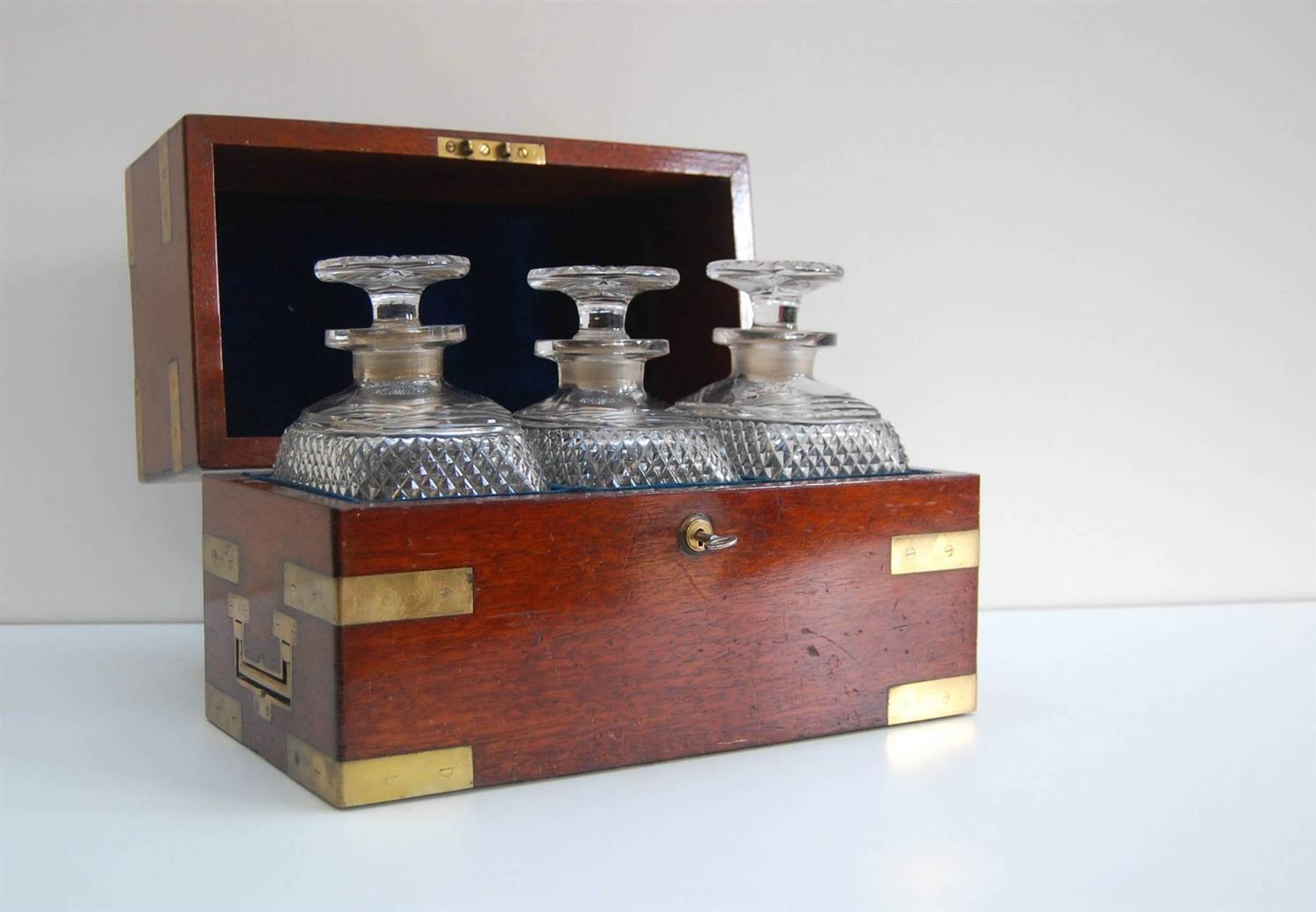 Early Victorian Campaign Triple Decanter Set (1 of 1) Early Victorian Campaign Triple Decanter Set (1 of 1)