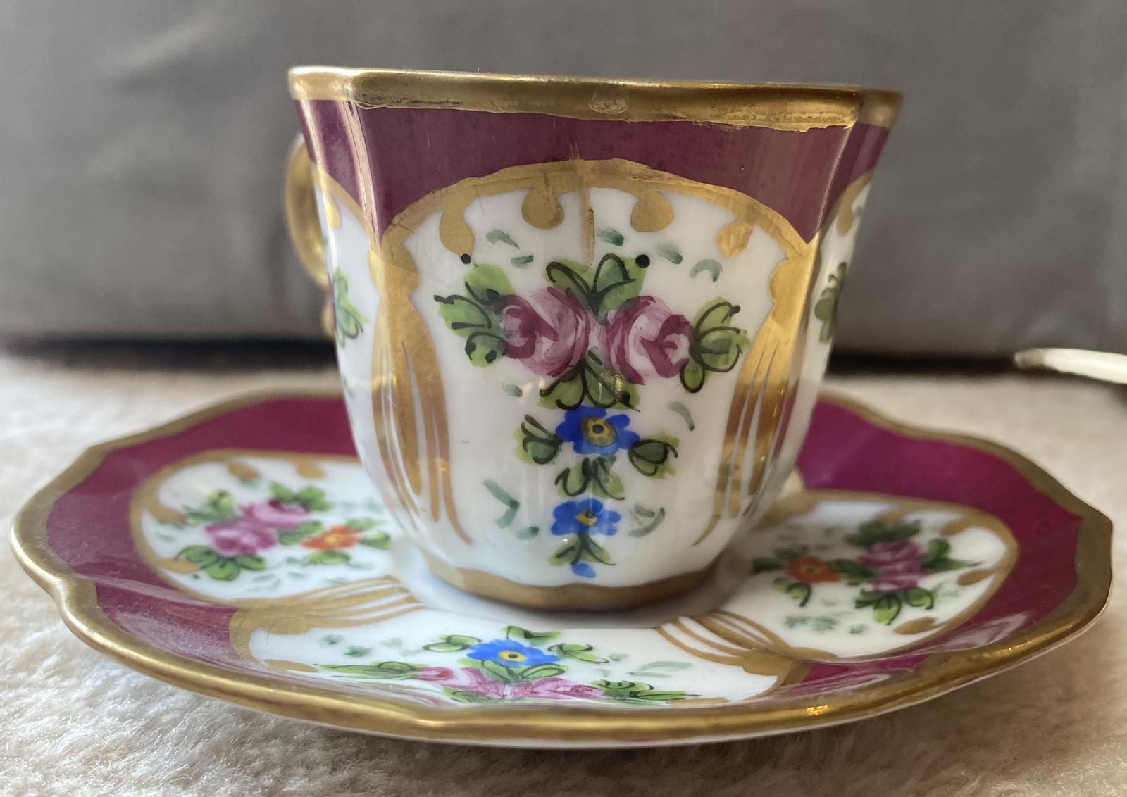 Limoges, France Hand Painted Cup & Saucer (1 of 6)