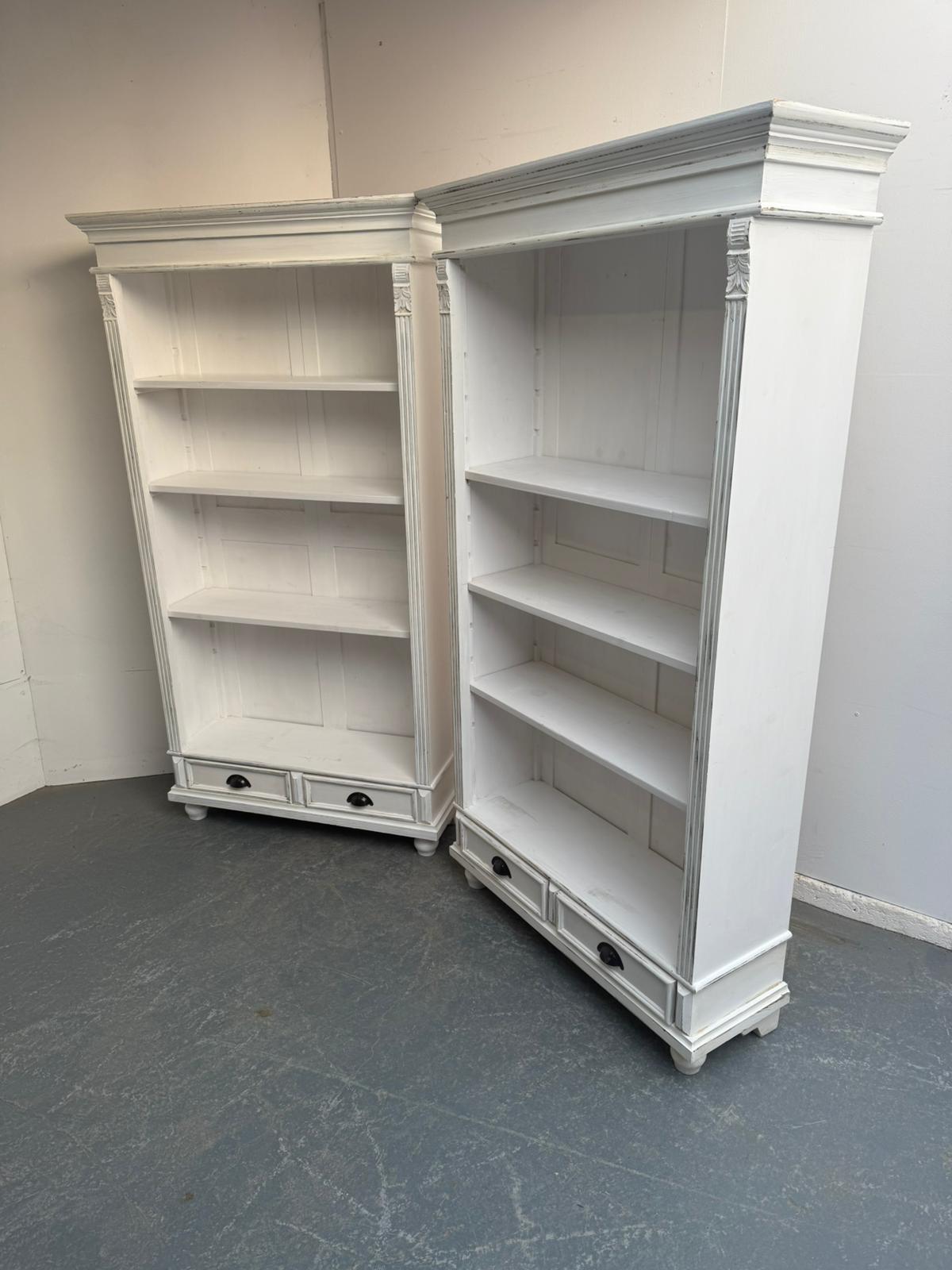 A Lovely Pair of Painted White Antique Pine Adjustable Bookshelves to Wax/paint (1 of 8)