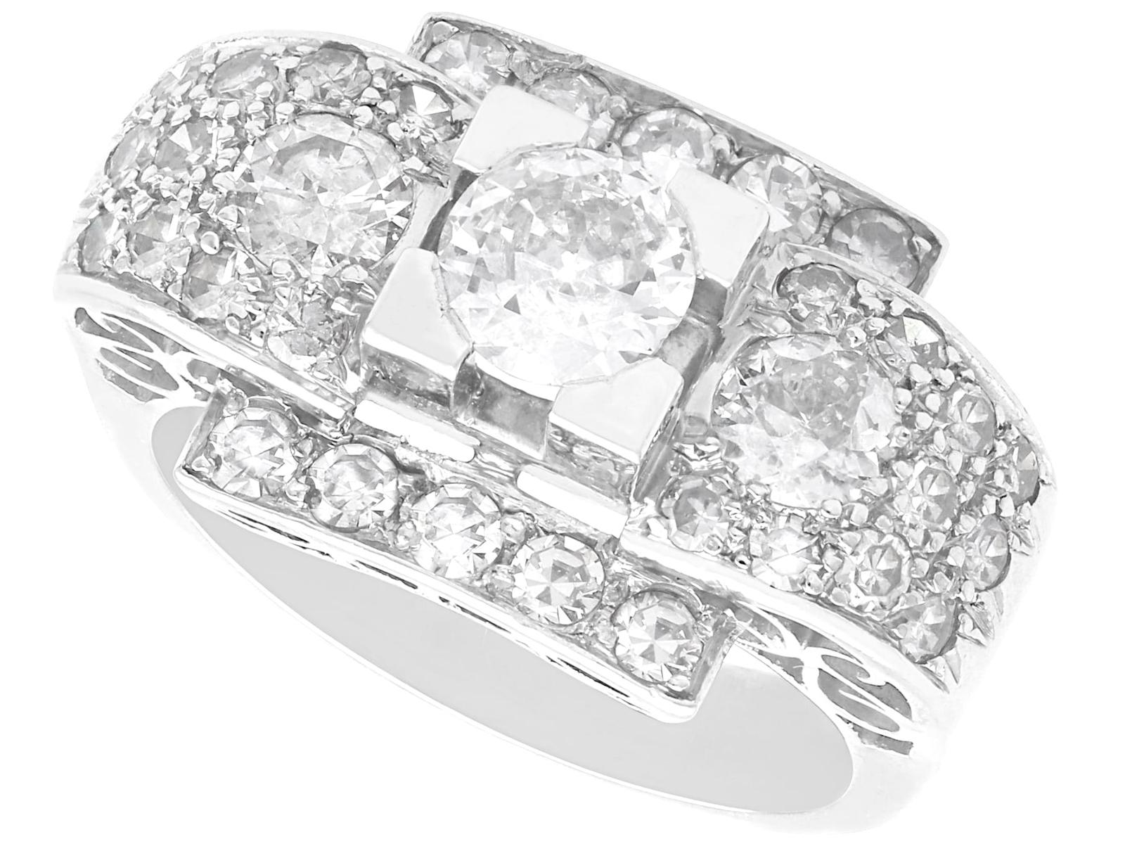 Antique Art Deco 2.57ct Diamond and Platinum Ring Circa 1930 (1 of 11)