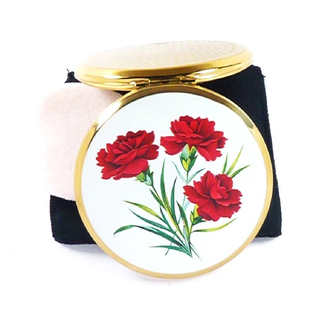 Unused 1960s Stratton Red Flower Powder Compact (1 of 9)