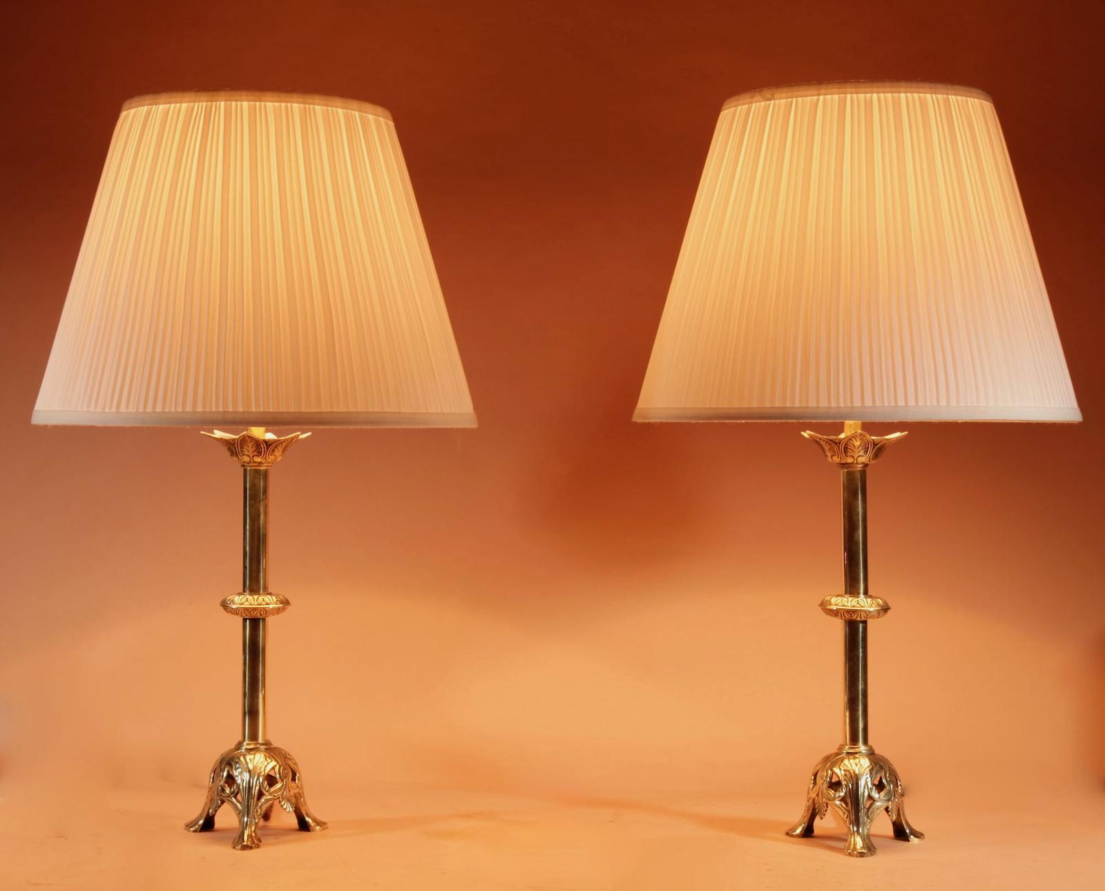 A Pair Of Fine Cast Brass Table Lamps, In The Early Gothic Style (1 of 8) A Pair Of Fine Cast Brass Table Lamps, In The Early Gothic Style (1 of 8)