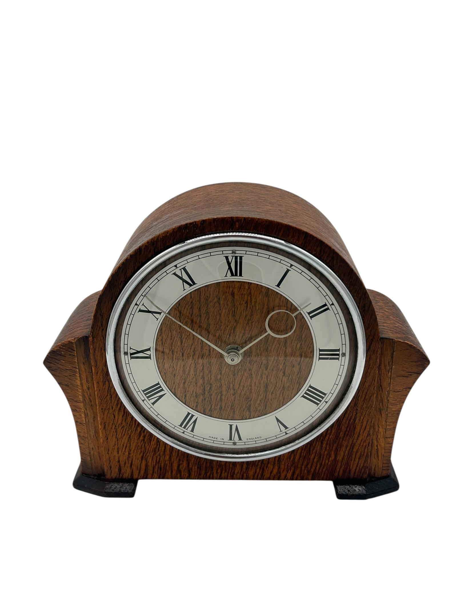 Wonderful Vintage English Art Deco Oak Case Mantel Clock – Ca1950s (1 of 9)