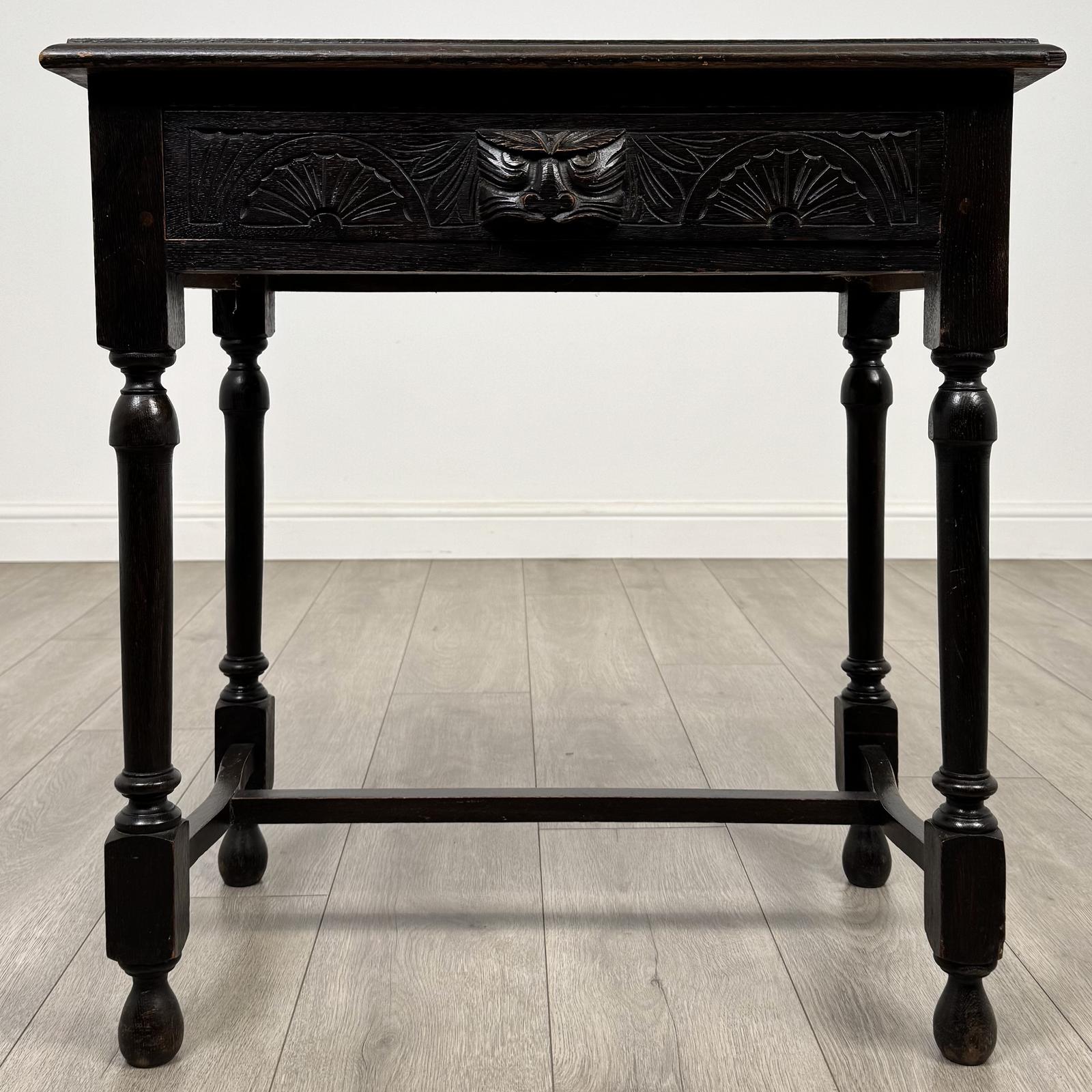 Antique 20th Century Carved Oak Side Table (1 of 11)