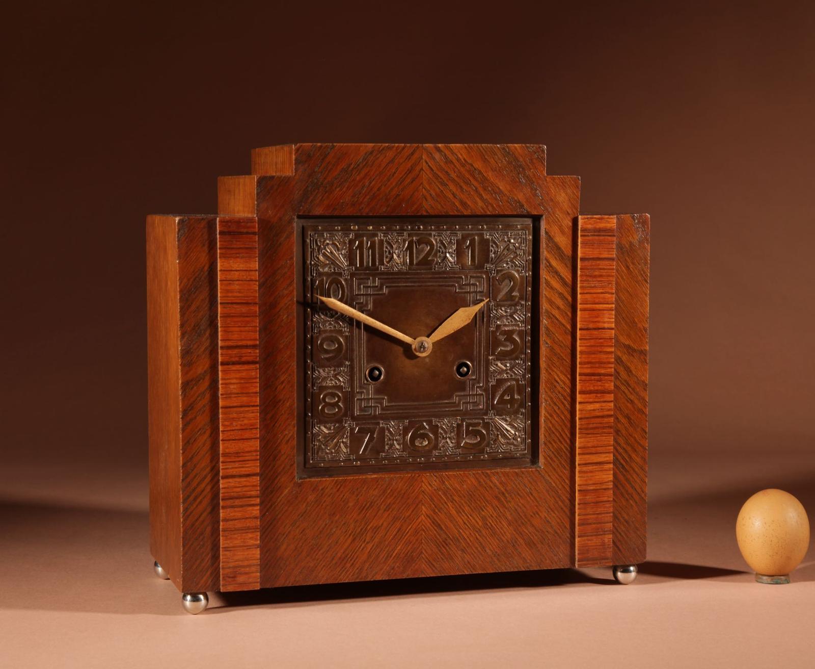 Amsterdam School Art Nouveau / Art Deco Oak & Rosewood Very Stylish Mantel Clock (1 of 11) Amsterdam School Art Nouveau / Art Deco Oak & Rosewood Very Stylish Mantel Clock (1 of 11)