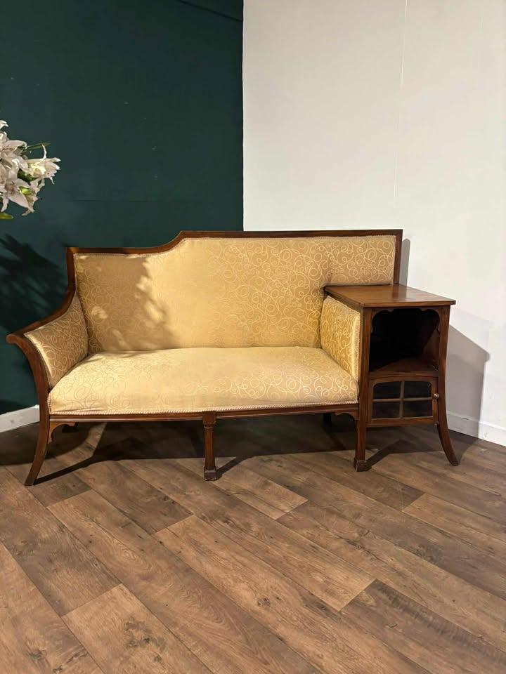 Edwardian Walnut Upholstered Settee (1 of 15)