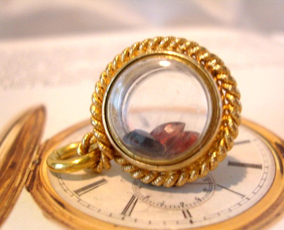 Pocket Watch Chain Fob 1970s Golden Gilt with Shaker Stones Chunky Vintage Fob (1 of 8)