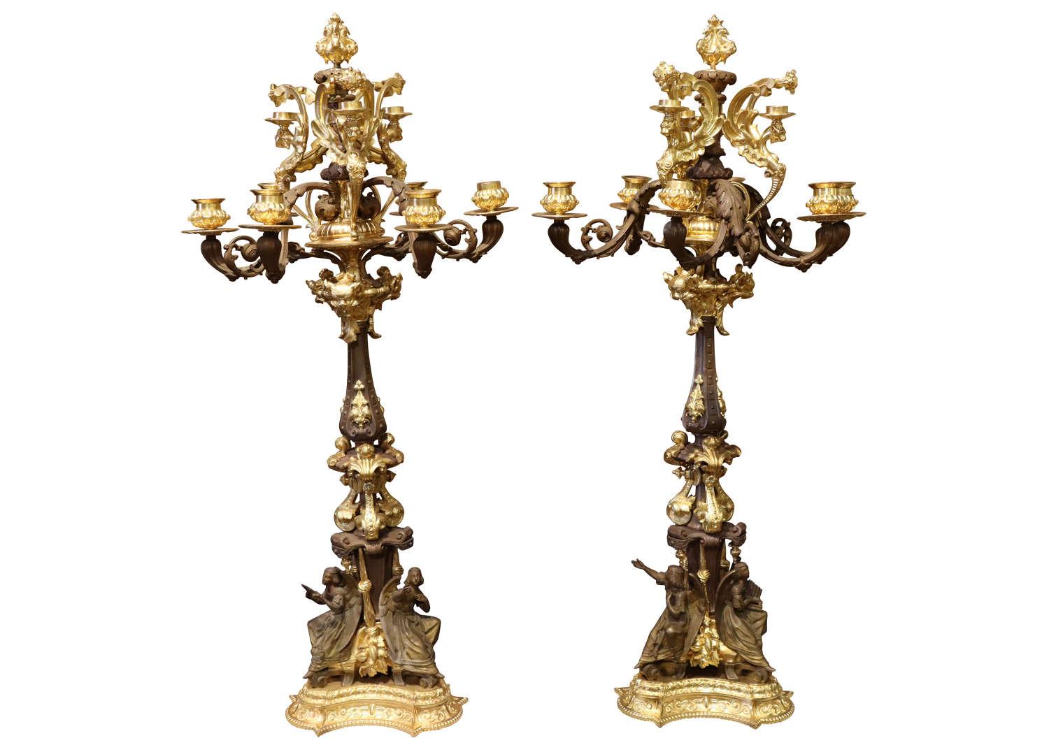 Pair of French Parcel Gilt Bronze Candelabrum (1 of 7)