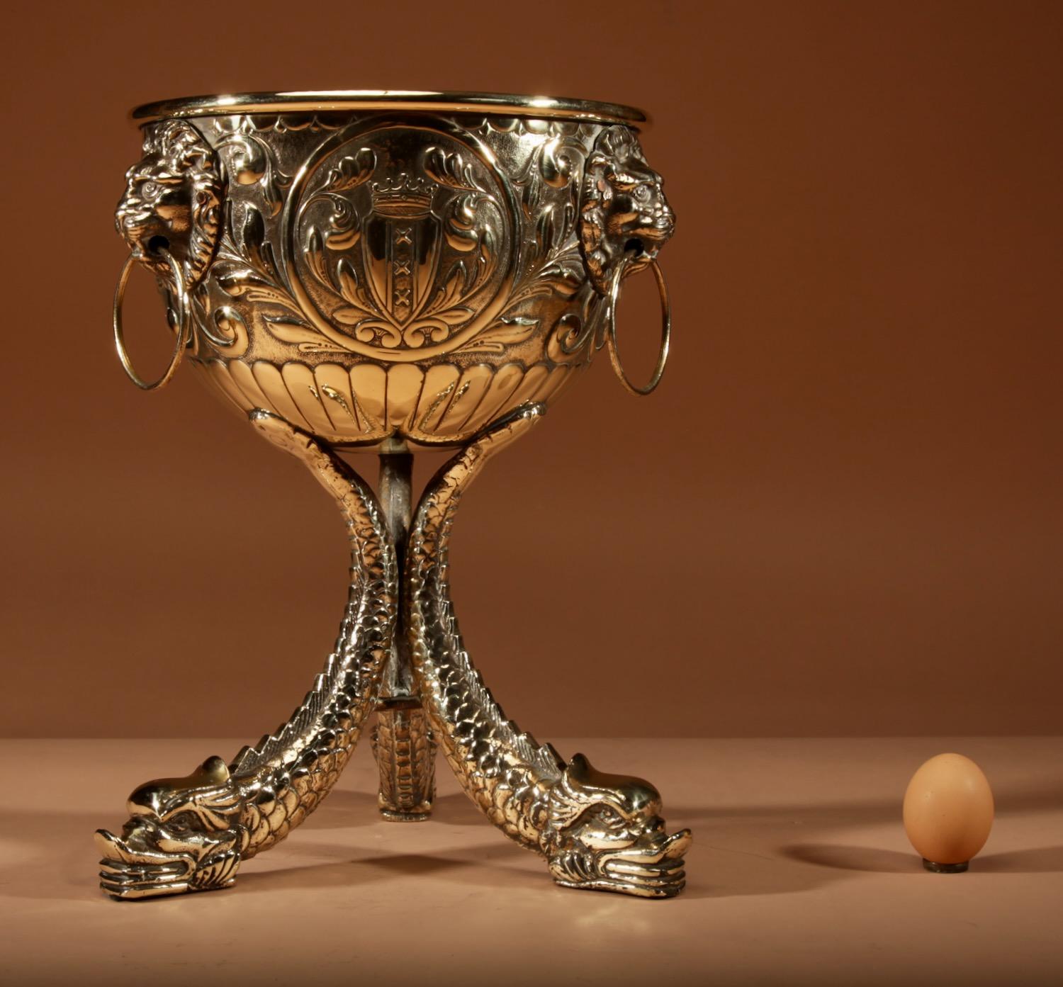 Dinanderie Embossed & Cast Brass Jardiniere (1 of 9)