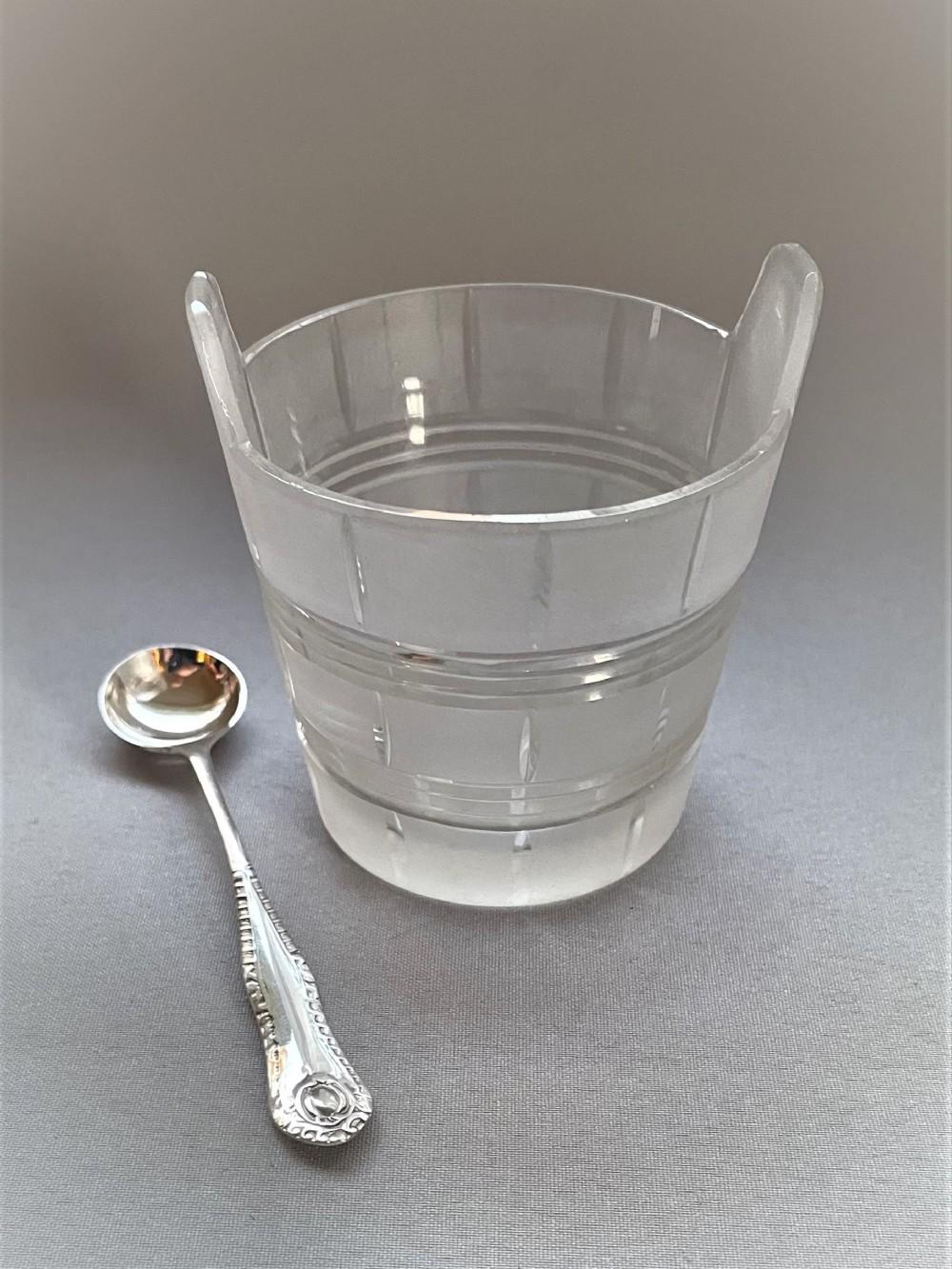 Novelty Victorian Cut Glass 'Piggin' Condiment Tub & Silver Spoon (1 of 4) Novelty Victorian Cut Glass 'Piggin' Condiment Tub & Silver Spoon (1 of 4)