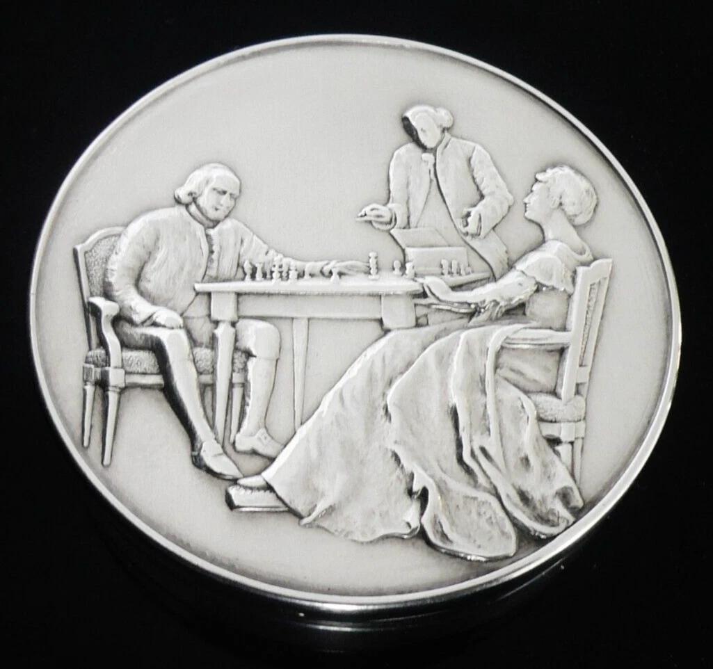Sterling Silver Snuff Box, Caroline Howe Checkmates Benjamin Franklin 1774 (1 of 12) Sterling Silver Snuff Box, Caroline Howe Checkmates Benjamin Franklin 1774 (1 of 12)
