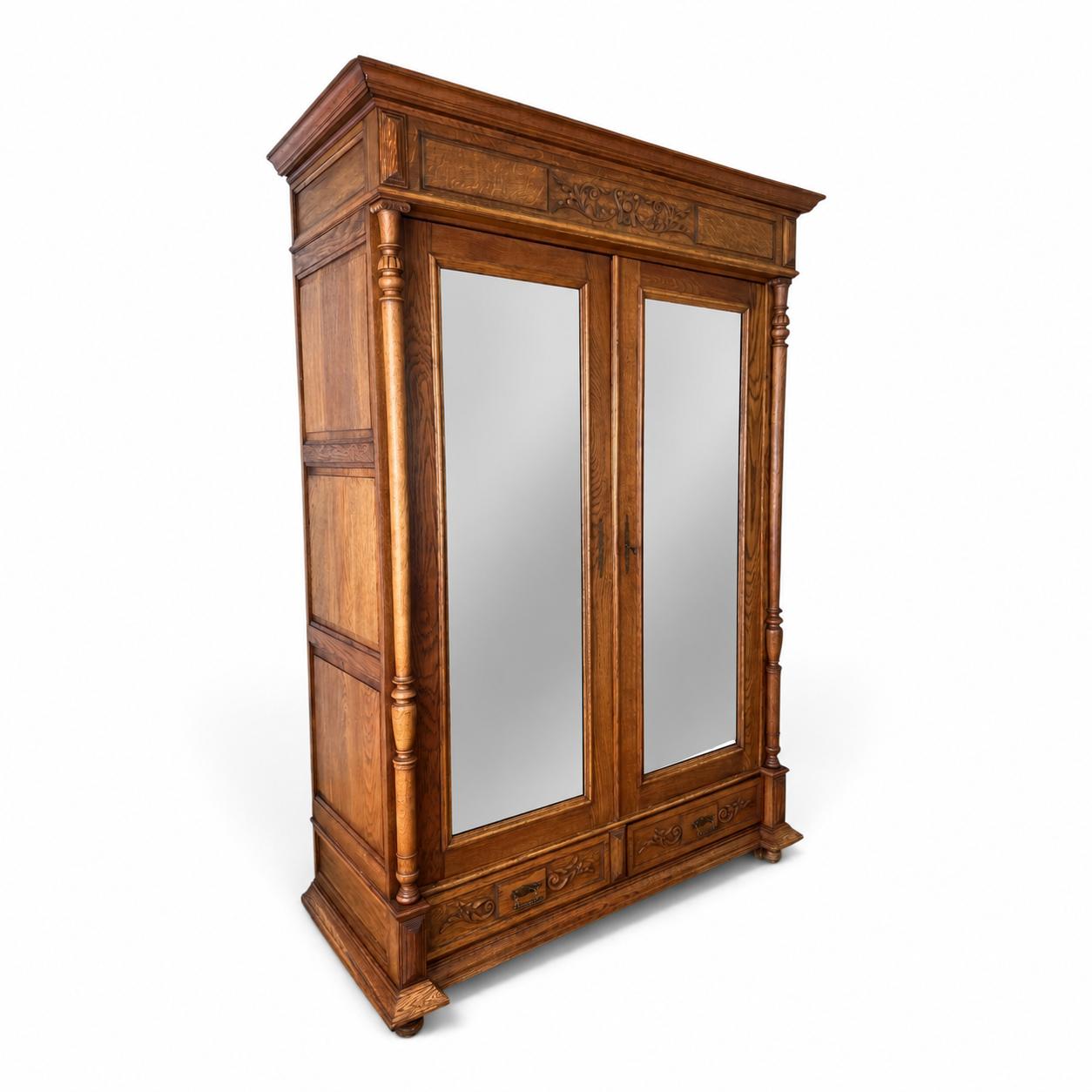 Wardrobe Antique French Oak Mirrored Two Door Armoire (1 of 22) Wardrobe Antique French Oak Mirrored Two Door Armoire (1 of 22)