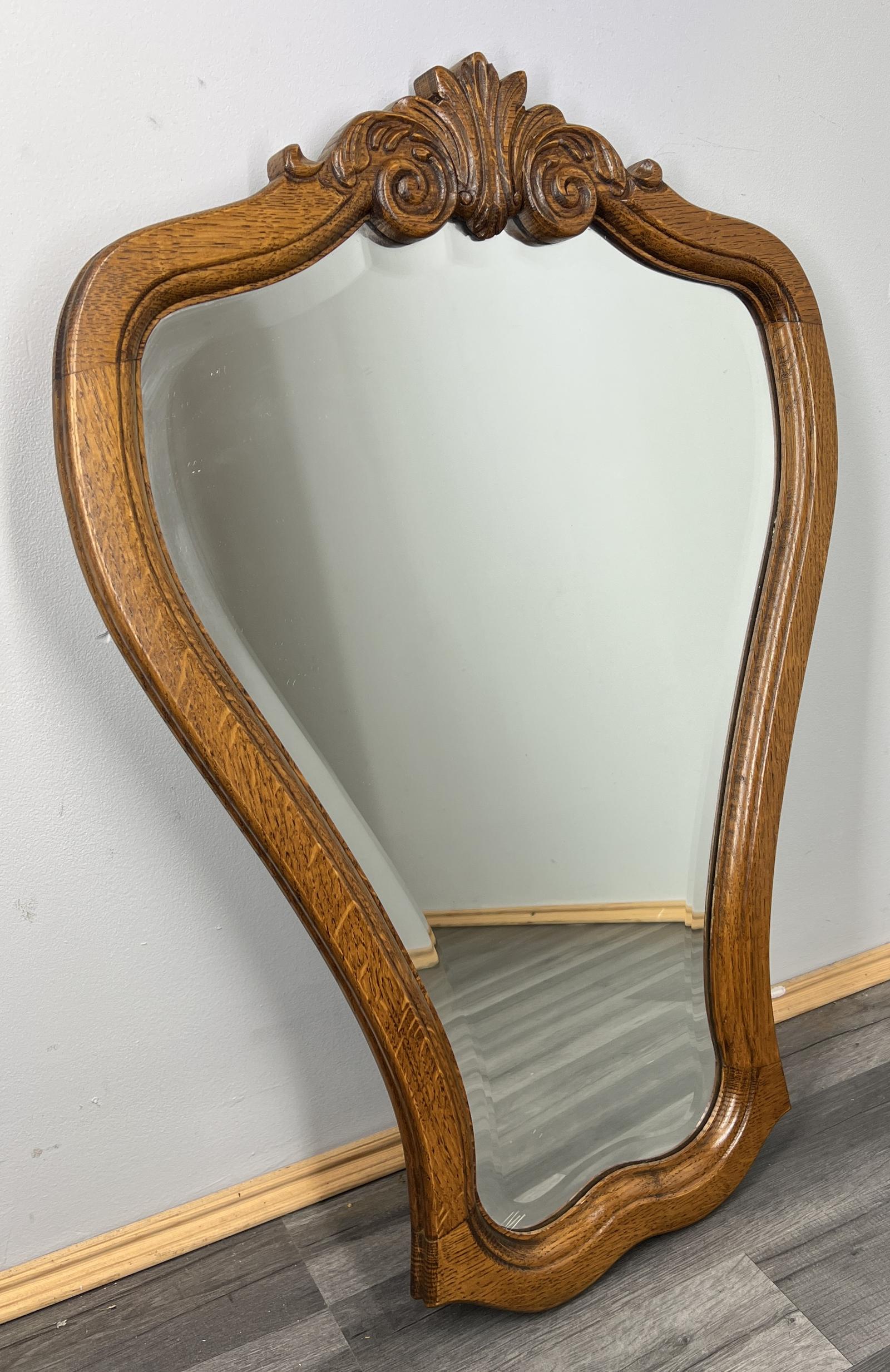 Vintage French Style Carved Oak Wall Mirror Ornate Wall Frame (1 of 8)