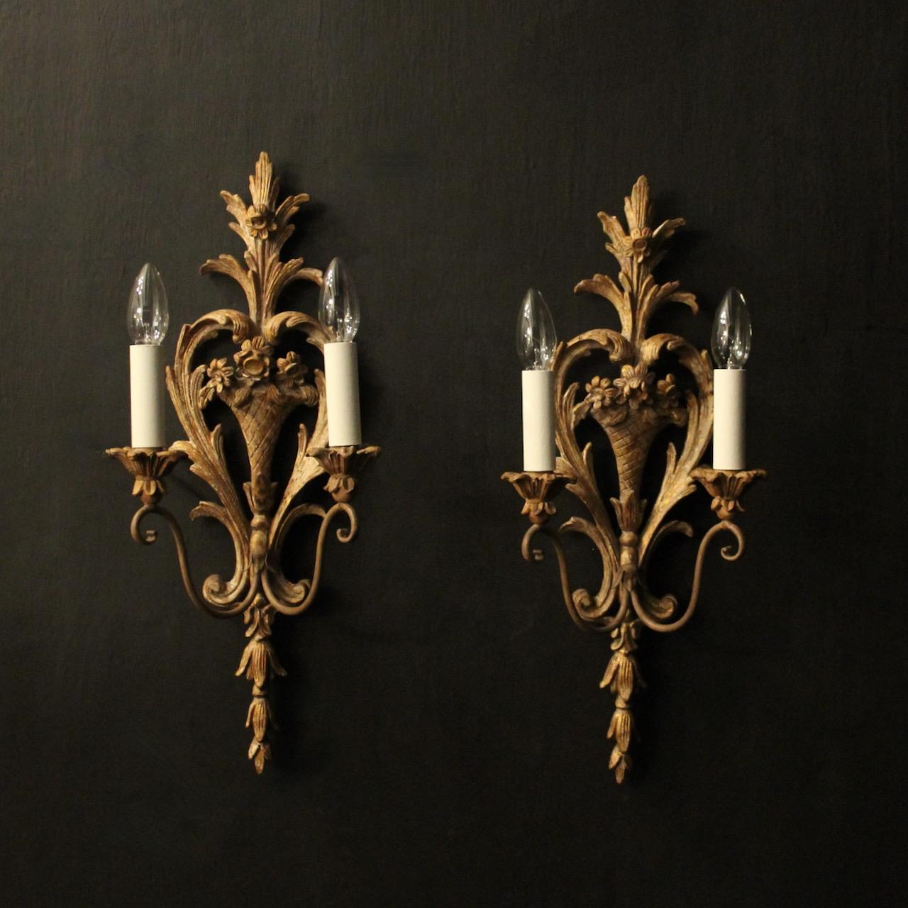 French Pair of Wooden Twin Arm Wall Lights (1 of 10) French Pair of Wooden Twin Arm Wall Lights (1 of 10)
