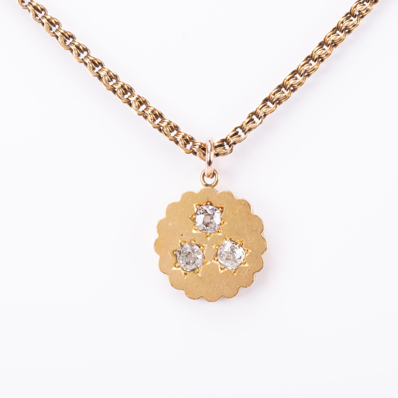 Antique Victorian Old Cushion Cut 1.10 Carat Diamond Pendant & Chain c.1870 (1 of 6) Antique Victorian Old Cushion Cut 1.10 Carat Diamond Pendant & Chain c.1870 (1 of 6)
