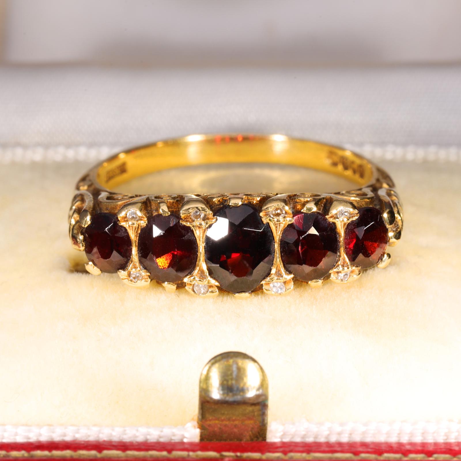 The Vintage 1962 Five Garnet And Diamond Fire Ring (1 of 8)
