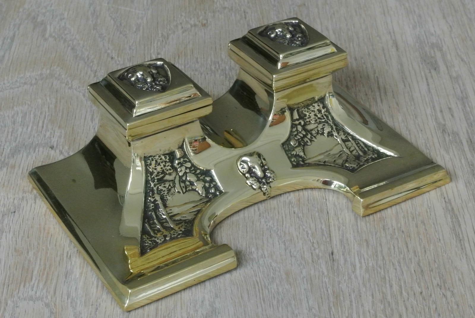 Fine Austrian German Jugendstil Art Nouveau Double Brass Inkwell c.1905 (1 of 9) Fine Austrian German Jugendstil Art Nouveau Double Brass Inkwell c.1905 (1 of 9)