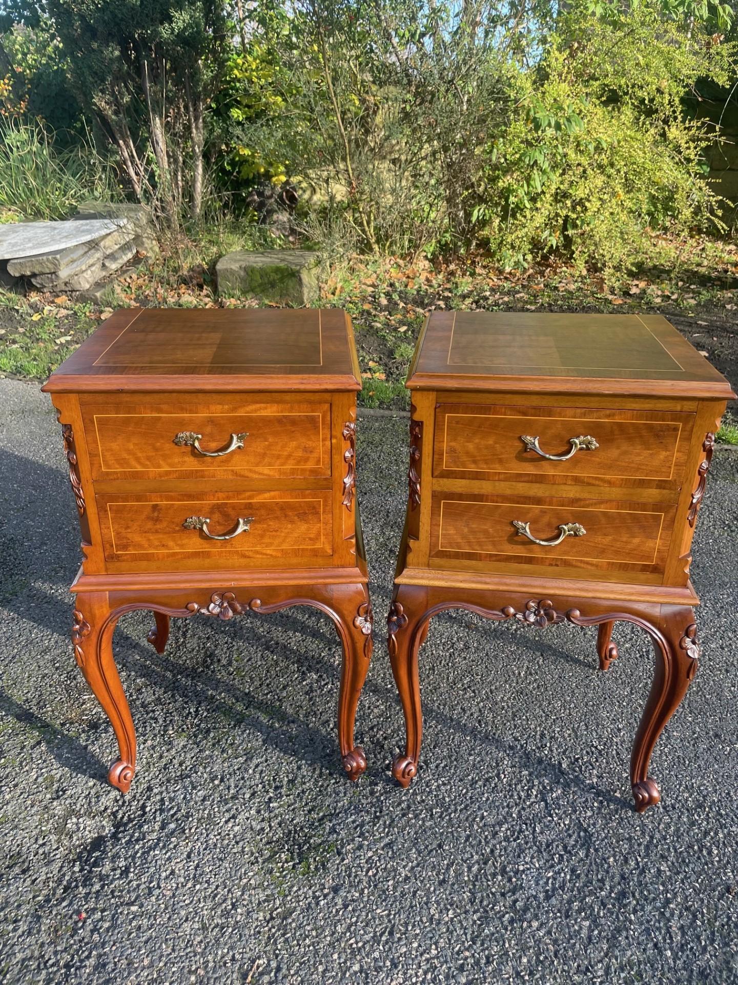 Pair of Antique Walnut 2 Drawer Bedside Tables (1 of 16)