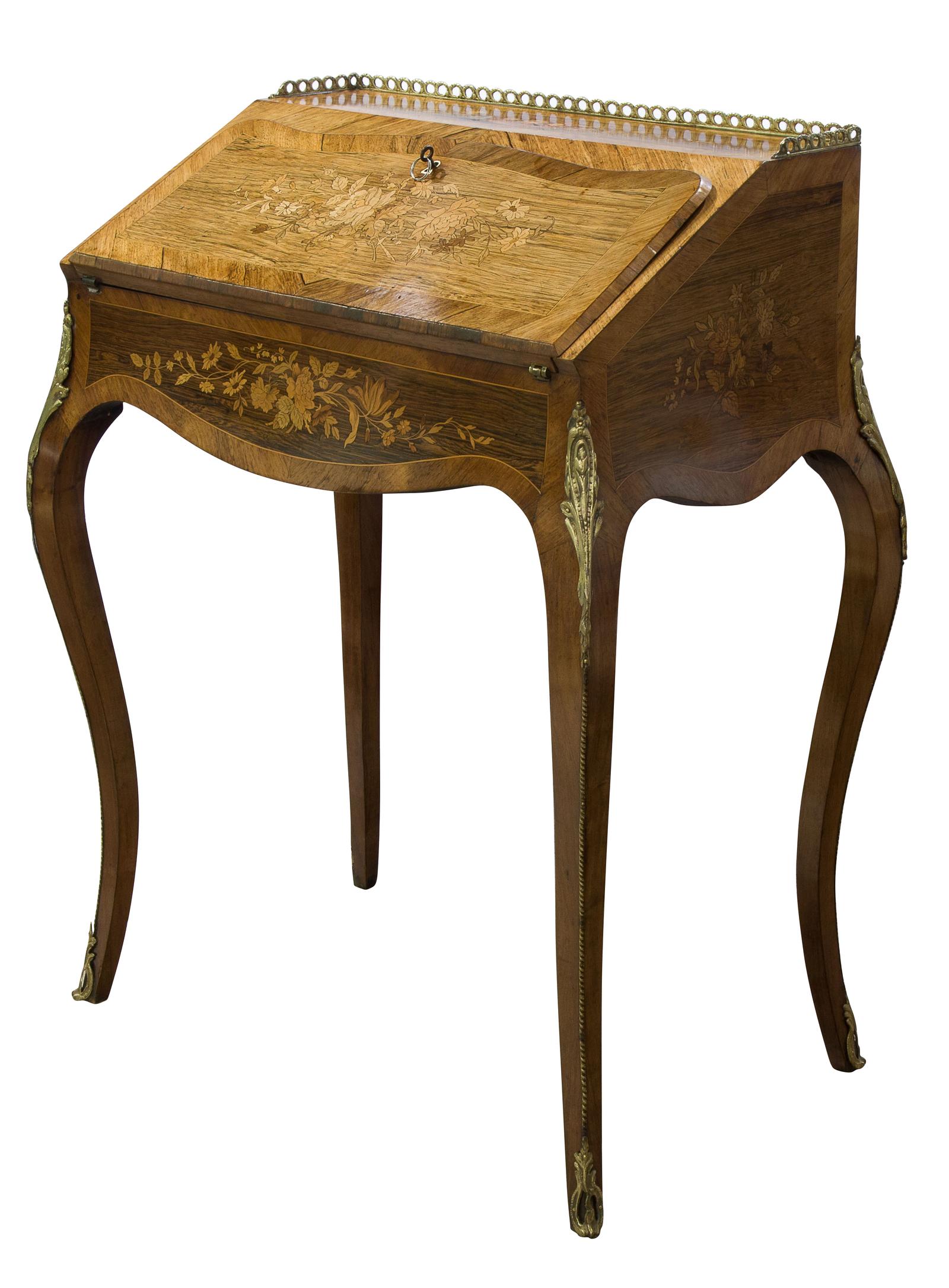 Mounted Marquetry & Rosewood Ladies Bureau (1 of 1)