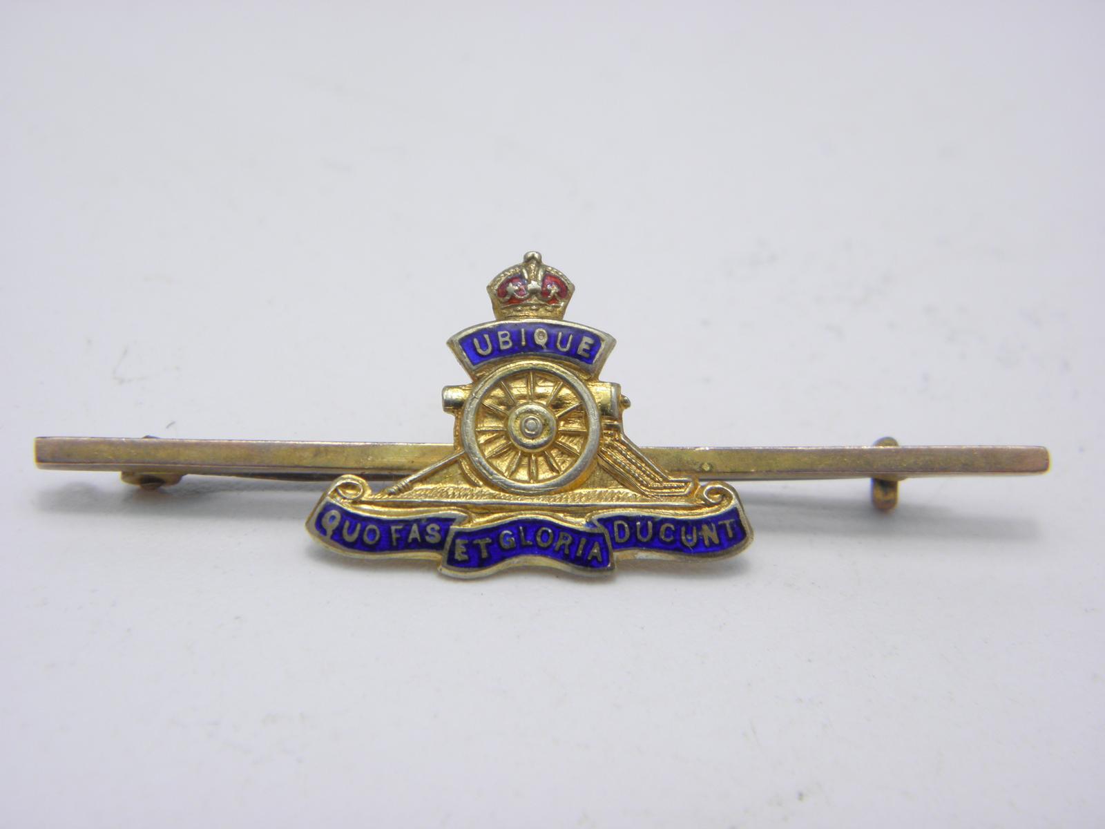 Antique 9ct Gold Royal Artillery Military Bar Brooch Pin C1890 Heavy (1 of 13)