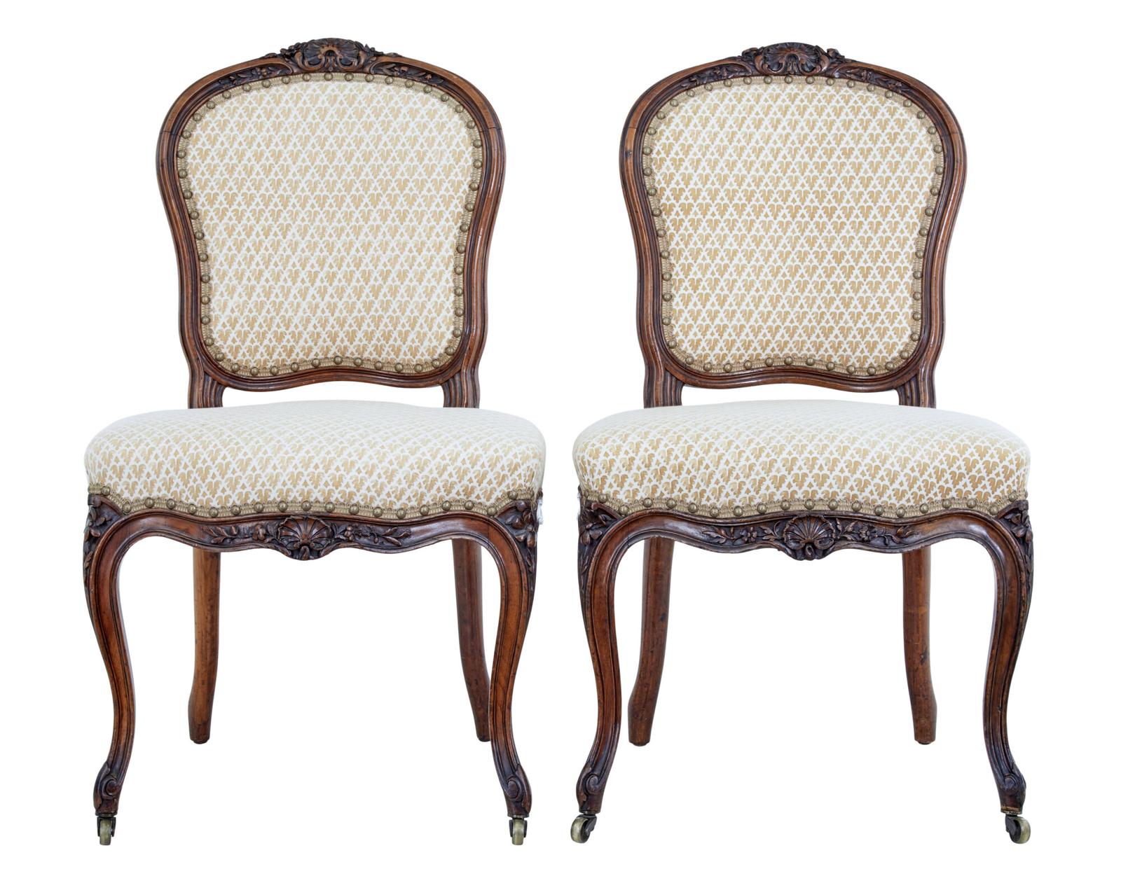 Pair of 19th Century Carved Walnut Side Chairs (1 of 7)