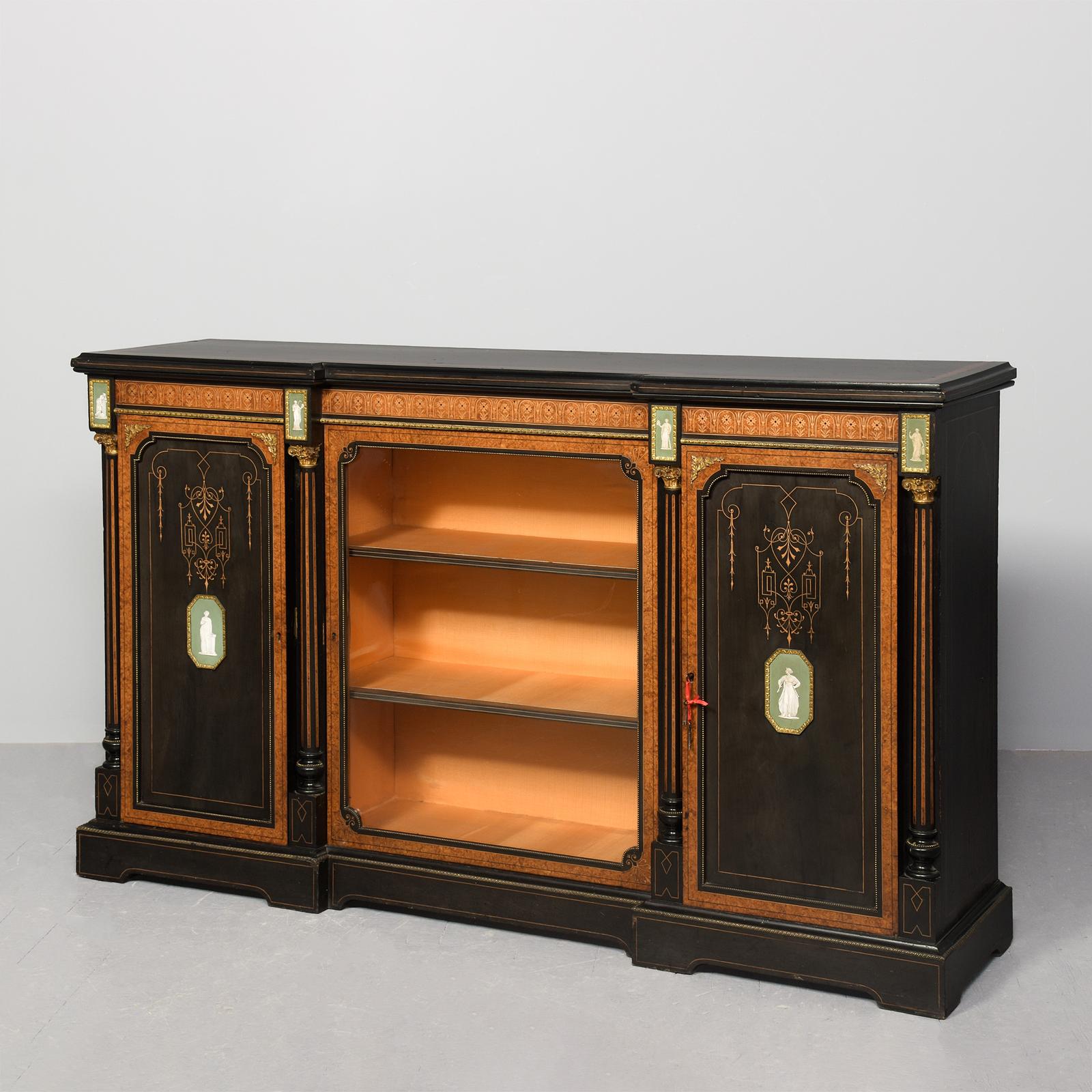 Superb Quality Aesthetic Movement Ebonized & Inlaid Amboyna Three-door Credenza (1 of 11) Superb Quality Aesthetic Movement Ebonized & Inlaid Amboyna Three-door Credenza (1 of 11)