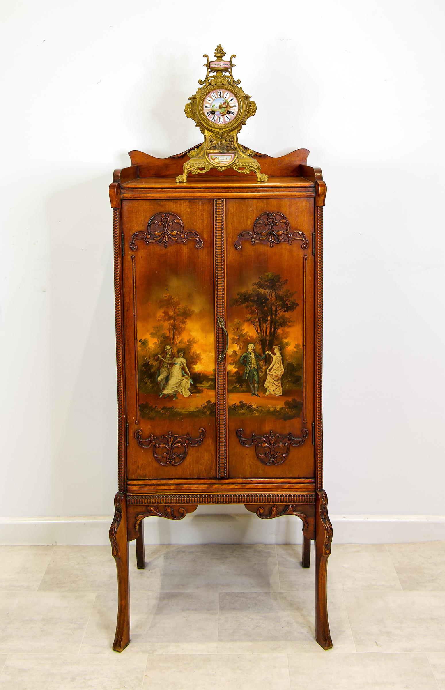 Antique Painted Mahogany Music Cabinet – Edwardian Hand-painted Musical Cupboard c.1910 (1 of 6)