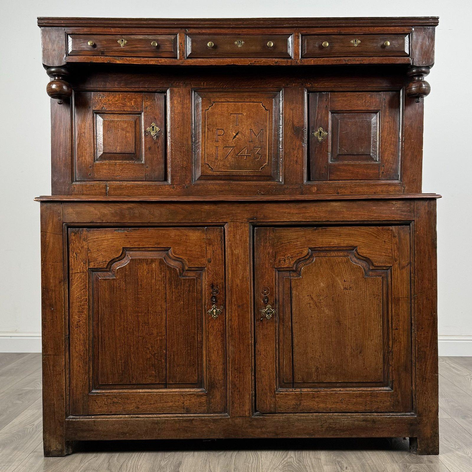 Antique Georgian Welsh Oak Deuddarn Cupboard | Dated 1743 | AF-3434 (1 of 12) Antique Georgian Welsh Oak Deuddarn Cupboard | Dated 1743 | AF-3434 (1 of 12)