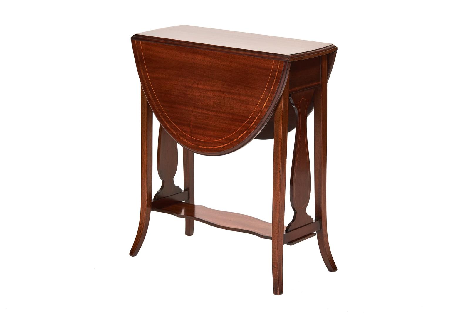 Edwardian Mahogany Inlaid Drop Leaf / Swivel Top Tea Table (1 of 4) Edwardian Mahogany Inlaid Drop Leaf / Swivel Top Tea Table (1 of 4)